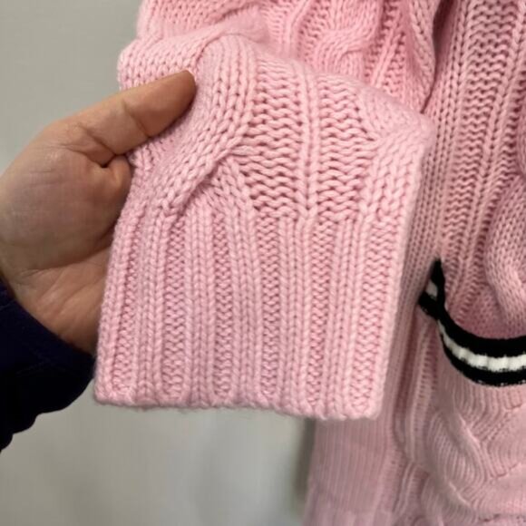 Torrid Pink Cable Knit Cardigan Sweater Size 1-US 14/16 Preppy Varsity Style - Picture 9 of 11